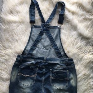 Almost Famous Low Rise Denim Overalls